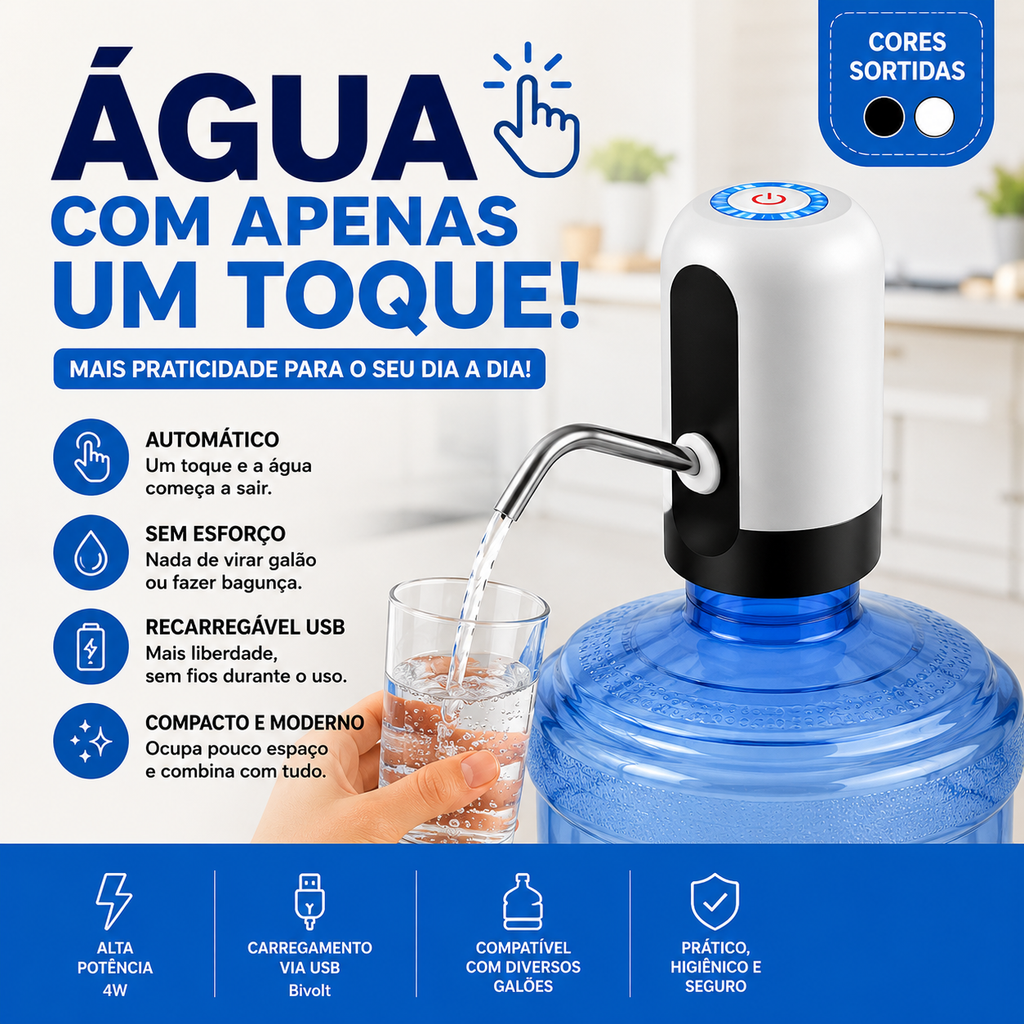 Bomba Elétrica Filtro 20L Para Galão de Água Bebedor