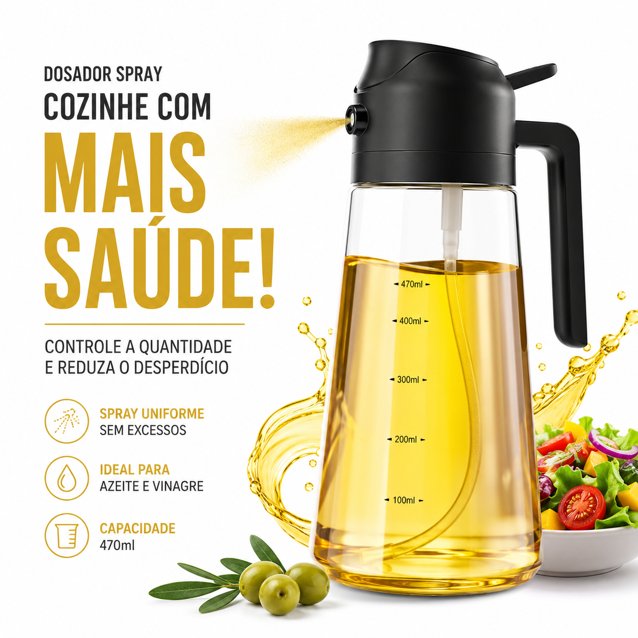 Dosador Spray para Azeite e Vinagre 470ml