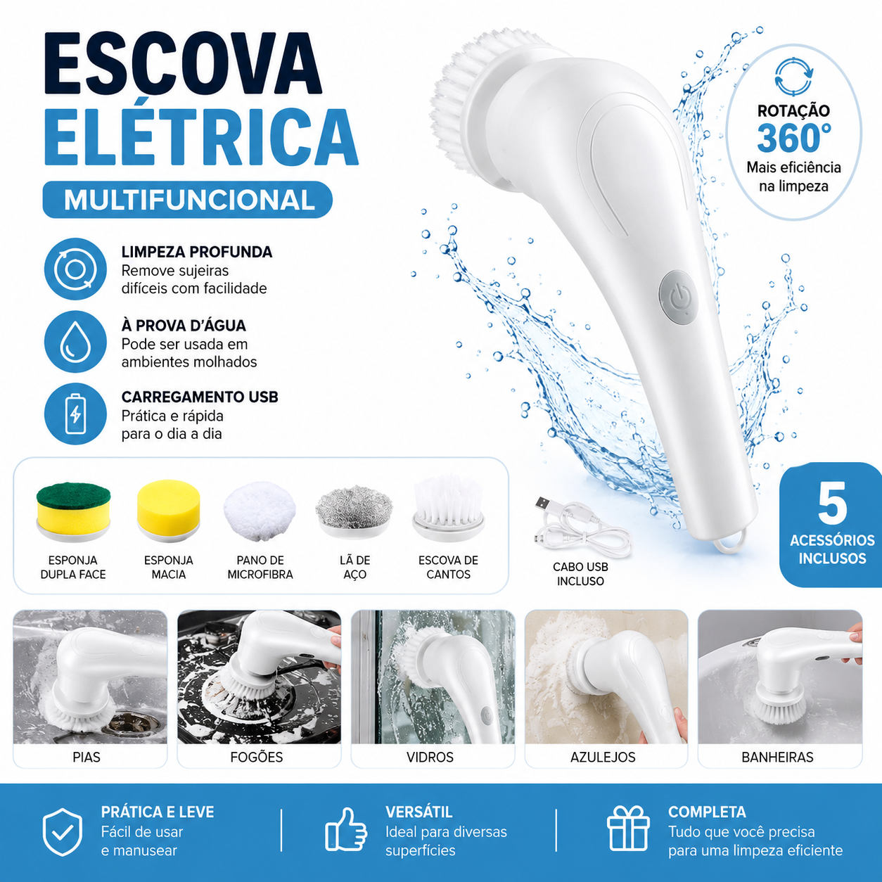 Escova Mágica Lava Louças Multifuncional