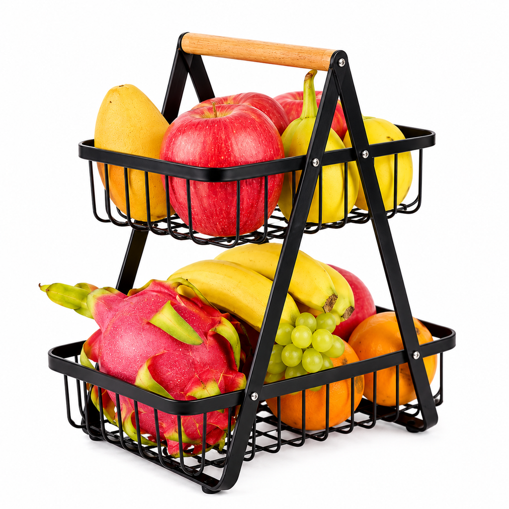Fruteira de Mesa 2 Andares Preto Premium