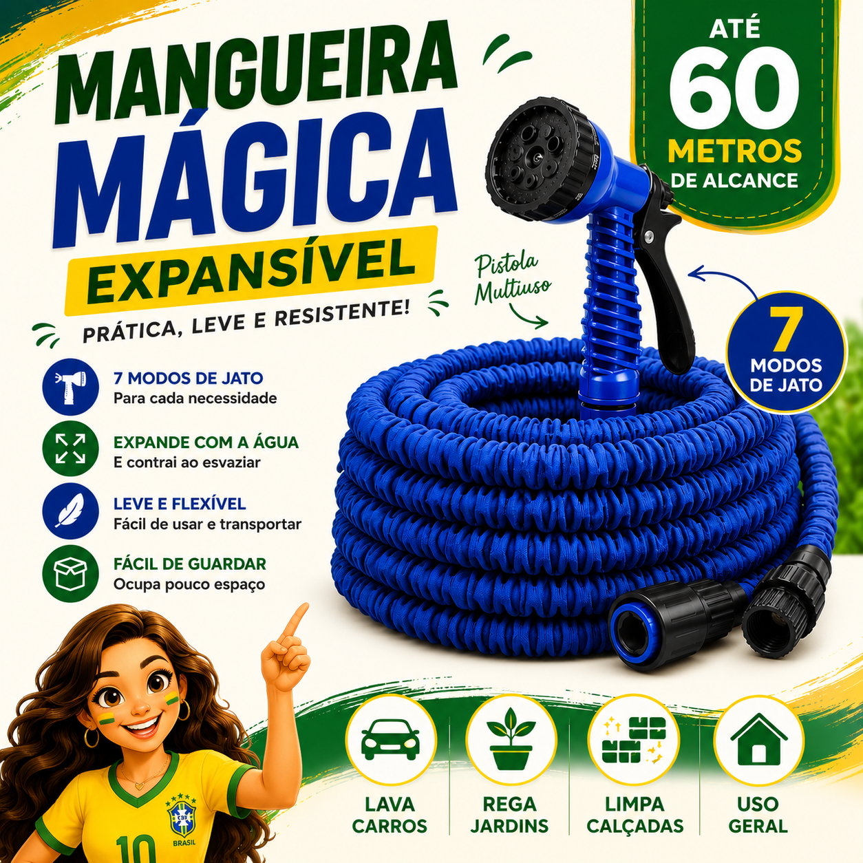 Mangueira Mágica 60m com Multi Jatos Premium
