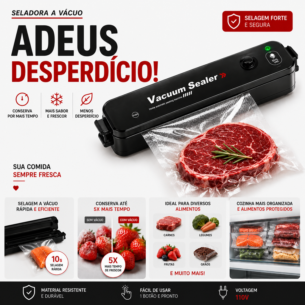 Seladora a Vácuo Hermética para Alimentos 110v